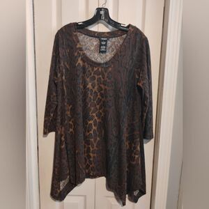 Premise Boxy Brown and Black Tunic with 3/4 Sleeves